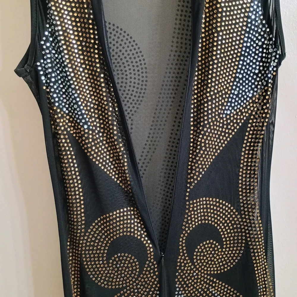 Black and Gold Asymmetrical Bodycon Dress